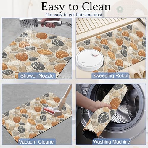 Elightvap Abstract Pebbles Stone Print Bathroom Mat Quick Drying Non Slip Bath Mats Absorbent,Bath Mat Quick Dry Bathroom Rug in Front of The Kitchen Sink, Shower Room, Bathtub,17 * 29.5 Inches - color: Abstract Pebbles Stone Print