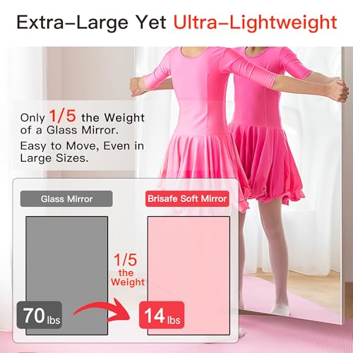 NanoMirror Space-Saving 360° Folding Full Length Mirror, 71" x 47" Ultra-Large Wall Mounted Shatterproof Foldable Design for Home Gym, Yoga, Dance, Fitness Studio, Silver