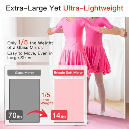 NanoMirror Space-Saving 360° Folding Full Length Mirror, 71" x 47" Ultra-Large Wall Mounted Shatterproof Foldable Design for Home Gym, Yoga, Dance, Fitness Studio, Silver