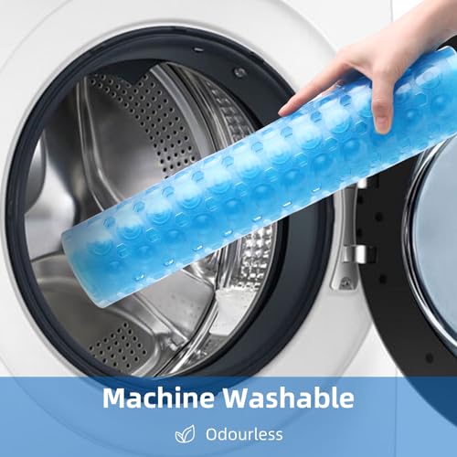MOONFLY Shower and Bathtub Mat,40x16 Inches,Extra Long Non Slip Mats with Suction Cups and Drain Holes, Machine Washable and Anti Slip Bathmats, Bathroom Mats for Tub Nonslip (Clear Blue) - color: Clear Blue