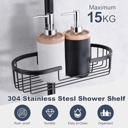 Oil Rubbed Bronze Shower System with Caddy, 12 Inch | Stainless Steel Bathroom Rain Shower Head and Handle Set Fixture, Outdoor Shower Kit Exposed Wall Mounted - color: Oil Rubbed Bronze, style: 2.5 Gallons Per Minute-Square