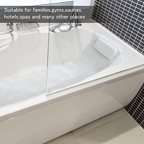 Bath Pillow for Bathtub, Full Body Mat & Cushion Headrest for Women and Men, with Mesh Washing Bag Suction Cups, Spa Bathtub Pillow for Head Neck Shoulder and Back Support