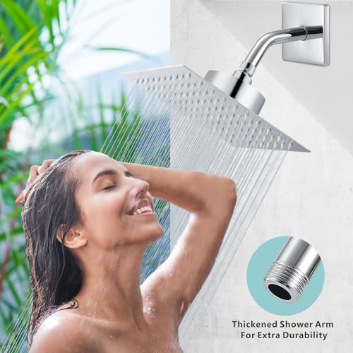 Shower Arm with 3.5" Flange, 6 Inch Wall Mount Replacement Shower Head Arm For Fixed Shower Heads and Handheld Showerhead, Chrome - color: Chrome, style: 6 Inch