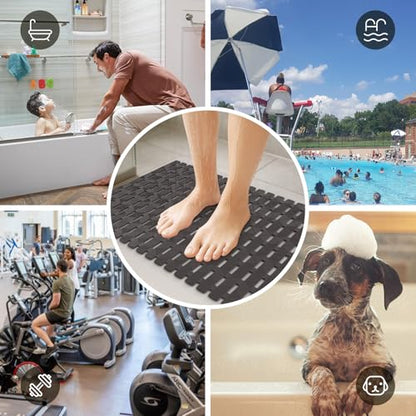 Bathtub Mat Non Slip - for Inside Bath Tub & Shower, Large 40x16 Inch, 261 Strong Suction Cups, Soft Textured Surface, Fast Drain & Quick Dry, Bathroom Safety Mat, Dark Gray, Matace - color: Dark Gray, size: 40" x 15.8" (Rectangular)