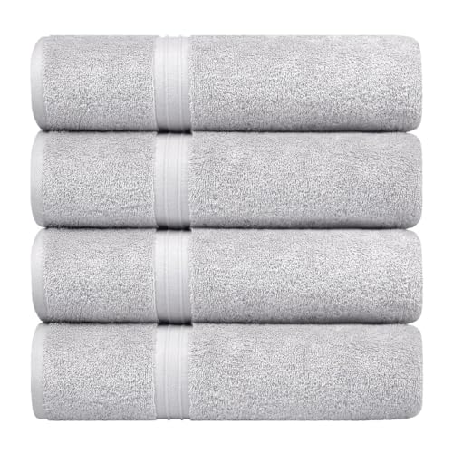 Luxury Bathroom Towels - Cozy & 100% Cotton - Large (28" x 56") - Versatile, Perfect as, Hotel and Spa Towels - Silver Gray (Set of 4) - color: Silver Gray