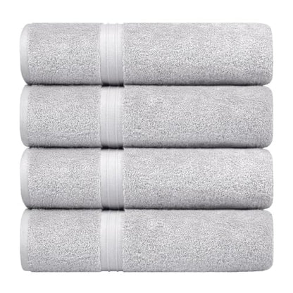 Luxury Bathroom Towels - Cozy & 100% Cotton - Large (28" x 56") - Versatile, Perfect as, Hotel and Spa Towels - Silver Gray (Set of 4) - color: Silver Gray