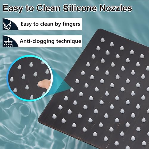Midanya Square Rain Shower Head,High Pressure,Oil Rubbed Bronze 8 Inch | 360°Swivel,Ceiling or Wall Mount,Waterfall Full Body Coverage,Bathroom Remodel,Stainless Steel Large Rainfall Shower Head - color: Bronze, size: 8 Inch