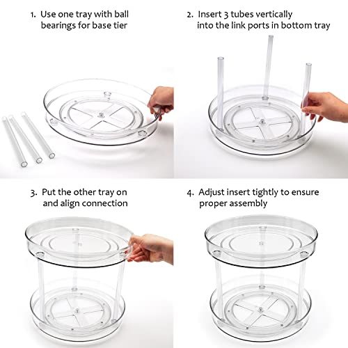 Amolliar 2 Tier 9 Inch Lazy Susan Turntable Organizer for Cabinet,Spice Rack Food Storage Container for Kitchen, Pantry, Fridge, Countertop, Vanity, Bathroom, Spinner Organizer for Spices, Condiments - size: Clear 9" 2 Tier 1 Pack