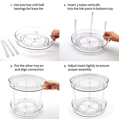 Amolliar 2 Tier 9 Inch Lazy Susan Turntable Organizer for Cabinet,Spice Rack Food Storage Container for Kitchen, Pantry, Fridge, Countertop, Vanity, Bathroom, Spinner Organizer for Spices, Condiments - size: Clear 9" 2 Tier 1 Pack