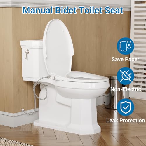 Garvee Non-Electric Bidet Attachment, Dual Nozzle,Easy Install | Dual nozzle bidet attachment,non-electric manual control,fits elongated toilets,easy DIY install,self-cleaning - size: Elongated (19″)-1