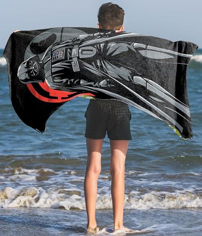 Jay Franco Star Wars Darth Vader Bath Pool Beach Towel - Kids Super Soft & Absorbent 100% Cotton Towel, Measures 28 x 58 - color: Black - Star Wars