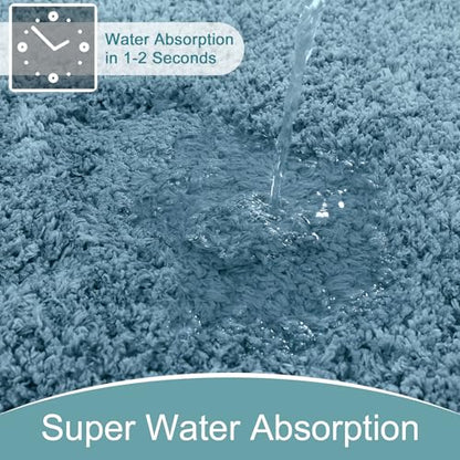 AROGAN Luxury Bathroom Rugs, Soft Non Slip Bath Mat, 24x17 Inch Aqua Blue | Absorbent Microfiber Rubber Backing, Quick Dry Bathroom Mat Shower Mat, Machine Washable Plush Carpets - color: Aqua Blue, size: 1'5" X 2' (24" X 17")