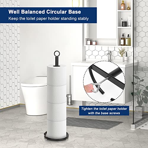 NearMoon Bath Toilet Paper Holder Stand, Freestanding Tissue Paper Storage with Reserve, Space Toilet 4 Rolls Holder for Bathroom/Kitchen Countertop-All Metal (1 Pack, Matte Black) - color: Matte Black