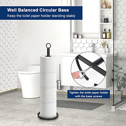 NearMoon Bath Toilet Paper Holder Stand, Freestanding Tissue Paper Storage with Reserve, Space Toilet 4 Rolls Holder for Bathroom/Kitchen Countertop-All Metal (1 Pack, Matte Black) - color: Matte Black
