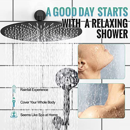 SR SUN RISE Shower Faucet - 16 Inch Multifunctional High Pressure Shower Head System with Handheld Shower Head Fixtures - Valve Included - Matte Black - color: Matte Black, size: 16 Inch