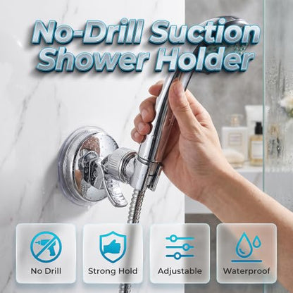 Adjustable Shower Head Holders Removable Suction Cup Shower Head Bracket No Drill Shower Head Bracke, Bathroom Wall Mount Shower Hose Holder, for Smooth Tile Glass Marble Metal (2pcs) - color: 2pcs