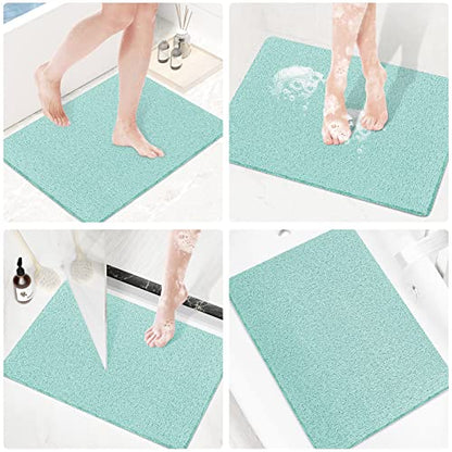 SoftDuo Shower Mat Bathtub Mat Non-Slip Soft Tub Mat | 24x16 inch,PVC Loofah Bath Mat with Drain for Tub and Bathroom,Quick Drying,Green - color: Green, size: 24" x 16" (Rectangular)