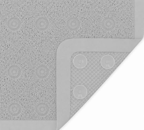 Home Expressions Non Slip with Suction Cups Loofah Bathmat 27"x15" & 29.5"X16.9", PVC Loofah Bathroom Mats, Loofah Mats for Shower and Bathroom, Quick Drying, (Light Grey 29.5"X16.9") - size: LIGHT GREY 29.5"X16.9"