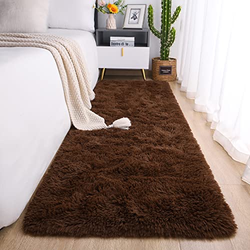 Chicrug Soft Runner Rug for Bedroom Living Room Plush Fluffy Rug 2x10 | Shag Furry Runner Carpet Non Shedding for Nursery Children Kids Girls Room Home Decorative, Coffee - color: Coffee, size: 2' x 10' (Runner)