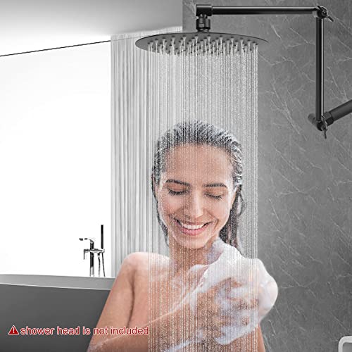 NearMoon Adjustable Shower Arm, Extension Arm Universal Connection, Rise or Lower Shower Head, Adjust Height/Angle to Upgrade Shower Experience, Anti-Leak, 16 Inch (Matte Black)