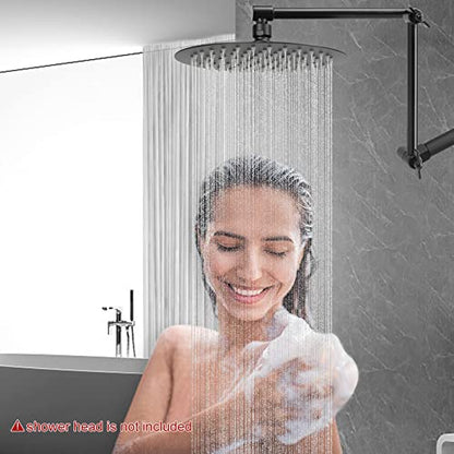 NearMoon Adjustable Shower Arm, Extension Arm Universal Connection, Rise or Lower Shower Head, Adjust Height/Angle to Upgrade Shower Experience, Anti-Leak, 16 Inch (Matte Black)