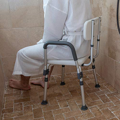 Flash Furniture HERCULES Series 300 Lb. Capacity Adjustable Gray Bath & Shower Chair with Quick Release Back & Arms - color: Grey
