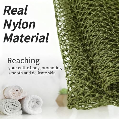 SPMKTBOZAI African Net Sponge Authentic, Exfoliating Net for Body Back | African Net Sponge with Knots| Long Stretch| African Net for Sensitive Skin| Durable & Quick Dry| Daily Use| Olive Green - color: Olive Green