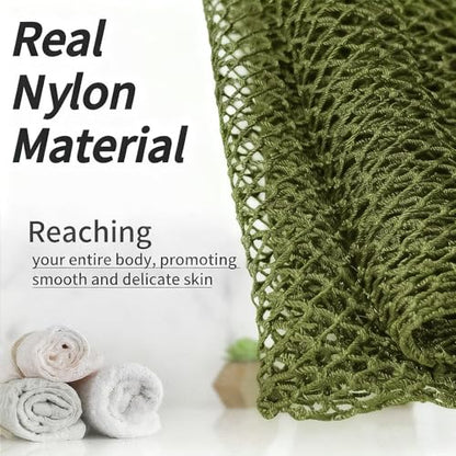 SPMKTBOZAI African Net Sponge Authentic, Exfoliating Net for Body Back | African Net Sponge with Knots| Long Stretch| African Net for Sensitive Skin| Durable & Quick Dry| Daily Use| Olive Green - color: Olive Green