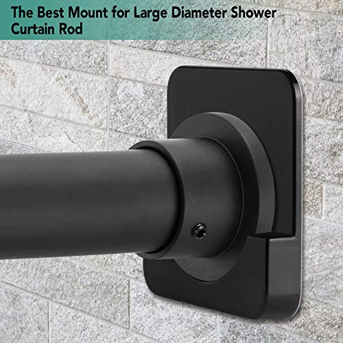Black Shower Curtain Rod Holder for Wall Mount | Adhesive Shower Tension Rod Retainer for Tile | No Drilling | Stick On | 2 Pack, (Shower Curtain Rod Not Included) - color: Black