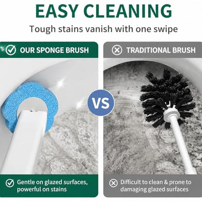 Disposable Toilet Brush with 48 Refills,Toilet Cleaning Supplies,Toilet Wand Brush Starter Kit,Wall Mounted Toilet Bowl Cleaner Brush with Holder for Bathroom Deep Cleaning & Hygiene (White)