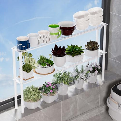 Expandable Mesh Shelf Organizer for Over-Sink Storage, Kitchen Counter, Windowsill Plants, Bathroom Vanity, and Office Desk — A Narrow Tall Solution for Tight Spaces - size: 1 Tier