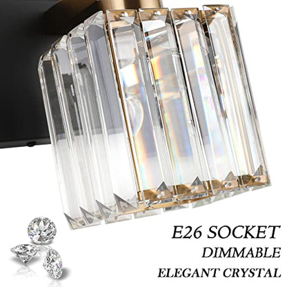 Aipsun Crystal Vanity Light Bathroom Lighting Fixtures 3 Light Modern Vanity Lighting Fixtures (Exclude Bulb) - color: Black Gold, size: 23 inch