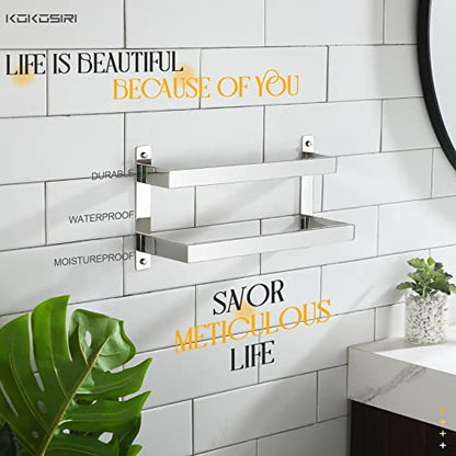 KOKOSIRI Towel Bars Hand Towel Holders 16 Inches Chrome Bathroom 2-Tiers Ladder Towel Rails Wall Mounted Towels Shelves Rack Polished Stainless Steel, B5008CH-L16 - color: Polished Chrome, size: 16-Inch