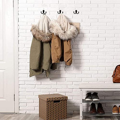 2 Pcs Double Prong Robe Hooks, Dual Coat Hooks Wall Mounted Hanging Clothes for Bathroom Bedroom Door Wall Retro Metal Cloth Hanger Double Coat Hooks with 4 Screws (White) - color: White