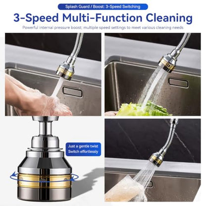 Sink Faucet Sprayer Attachment, Rotatable Faucet Sprayer Head | 360 Degree Swivel, 3 Mode Adjustable, Splash Proof Faucet Aerator, Spray Head, for Home Kitchen Bathroom, Extended Length - color: Extended Length