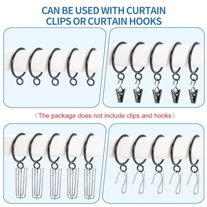 44 Pack Curtain Rings with Eyelets, Metal Drapery Ring for Pinch Pleat Curtains, Drape Ring 1.5 Inch I D, Fits Up to 1.2 in Rod (Black) - color: Black