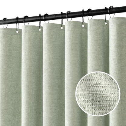 MIULEE Stall Spring Linen Shower Curtain Sage Green W36*L72 6 Metal Hooks | Small, Heavy Duty, Fabric Curtain Set, Waterproof Narrow Thick Cloth Shower Curtains, Bathroom Hotel, Washable - color: Sage Green, size: 36"W x 72"L (Pack of 1)