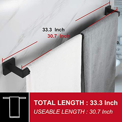 KOKOSIRI 32-Inch Single Towel Bar, Bathroom Kitchen Towel Holder, Wall Mounted SUS304 Stainless Steel Towel Rack, Matte Black, B4003BK-L32 - color: Matte Black, size: 32-Inch