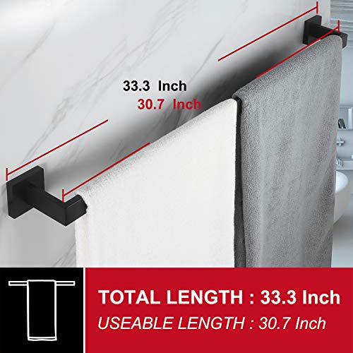 KOKOSIRI 32-Inch Single Towel Bar, Bathroom Kitchen Towel Holder, Wall Mounted SUS304 Stainless Steel Towel Rack, Matte Black, B4003BK-L32 - color: Matte Black, size: 32-Inch