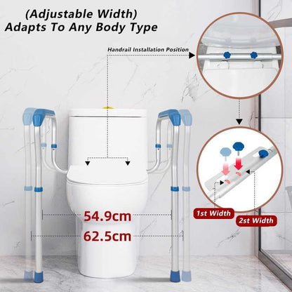 Toilet Handles Safety Frames,Mobile Toilet Stand-Up Aid Frame Height Width Adjustable,Toilet Safety Rails for Bedroom Bathroom Subway Shopping Mall