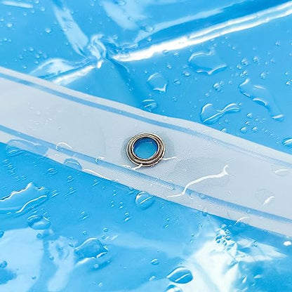 Barossa Design Clear Blue Stall Shower Curtain Liner with 3 Magnets, 36x72 | Waterproof PEVA, PVC Free, Metal Grommets, Lightweight Plastic Shower Liner 36 x 72 Inches for Narrow Small Bathroom Stall - color: Clear Blue, size: 36"W x 72"L (Pack of 1)