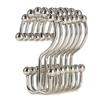Shower Curtain Hooks, Goowin Shower Curtain Rings, Stainless Steel Shower Curtain Hooks Rust Proof Free Sliding Double Shower Hooks for Curtain, Shower Curtains & Liners (Nickel) - color: Nickel