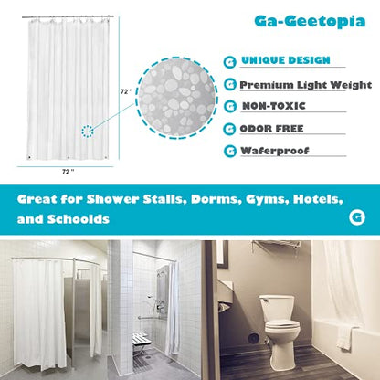 Ga-Geetopia EVA Clear Thin Shower Curtain Liner, Pebble Pattern 72x72 Inch Lightweight Plastic Bathroom Shower Showroom Inner Curtain with Rustproof Metal Grommets and Weighted Magnets(NO Hooks) - color: 3d Pebbles, size: 72"W x 72"L (Pack of 1)