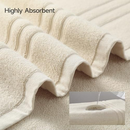 REDKISS Beige Towels Set 6 Piece Cotton Towel Sets with 2 Bath Towels, 2 Hand, 2 Washcloths, 650GSM Hotel Quality, Soft, Highly Absorbent Towels for Bathroom Gym, Ideal Everyday Use - color: Beige