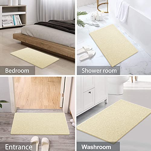SONGZIMING Shower Mat Non Slip Without Suction Cup, 32x17 Inch PVC Loofah Shower, Bath, Tub Mat with Drain for Textured Surface, Quick Drying (Beige) - color: Beige, size: 32" x 17" (Rectangular)