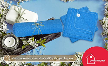 WASHCLOTH Soft Cotton Towels 11"x11" Blue - (50 Pack) with 1 Free Apron, 100% Cotton Rich Fingertip Towels, Cleaning Rags Wash Cloths for Bathroom