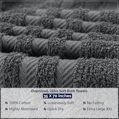 DAN River 2 Pack Bath Sheets Extra Large 35x70, Large Bath Towels for Adults, XL Oversized Heavy Duty Towel Set, 600 GSM 100% Ring Spun Cotton, Soft Quick Dry, Grey - color: Gray, size: Bath Sheet 35x70" (PK 2)