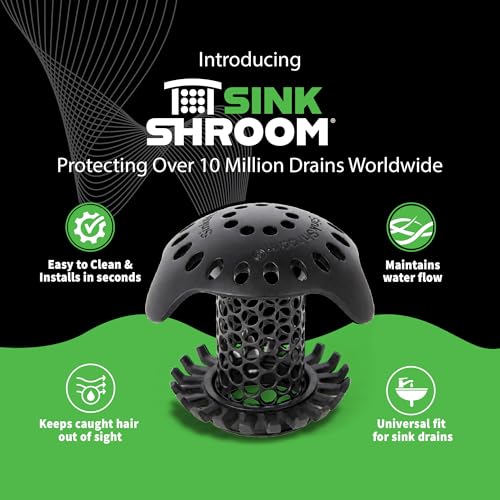 SinkShroom Ultra Bathroom Sink Drain Protector, Stainless Steel, Matte Black, Hair Catcher with Multiple Drain Adapters - style: Matte Black