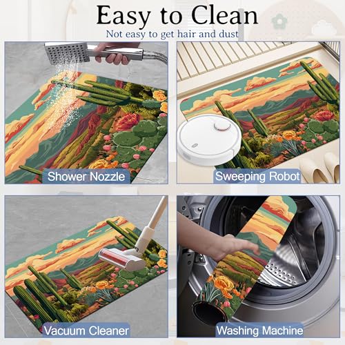Cactus Bath Mat, Green Desert Succulent Botanical Bathroom Rugs, Absorbent Bath Rug Floor Rug Carpet for Bathroom Bathtub Bedroom Living Room, 17 x 29.5 Inches - color: Cactus Green Desert Succulent Botanical
