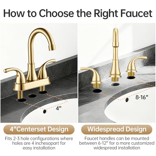 Bathroom Sink Faucet FRANSITON Centerset 8 Inch 2 Handle Bathroom Sink Faucet Lead-Free with Pop-up Drain Stopper and Supply Hoses (Brushed Gold, 8 Inch) - color: Brushed Gold